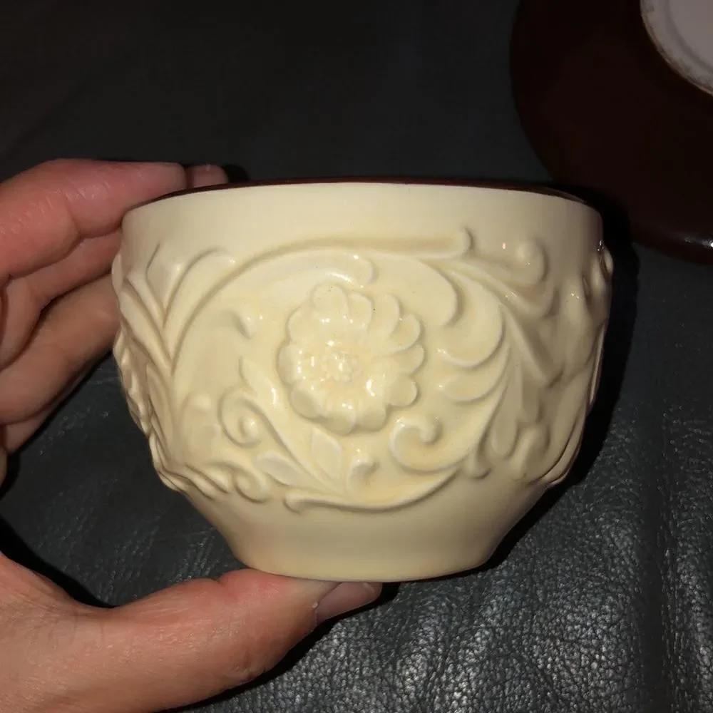 Live Laugh Love Cup & Saucer in Chocolate Brown and Ivory